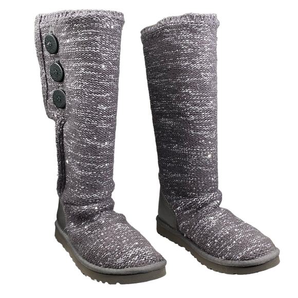 UGG Women's Cardy Gray Metallic Pull On Winter Boot Size US 7 - Picture 5 of 10